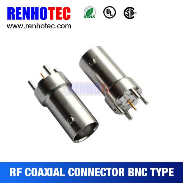 Zinc BNC Jack Receptacle PCB Mount RF Electrical Connector
